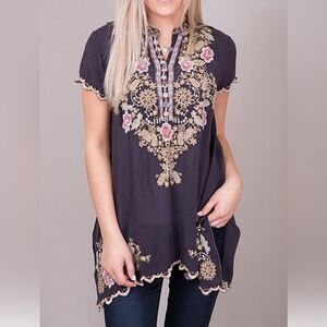 Johnny Was Cupra Rayon Talum Tunic Embroidered Top 💕 She's A Beauty💕